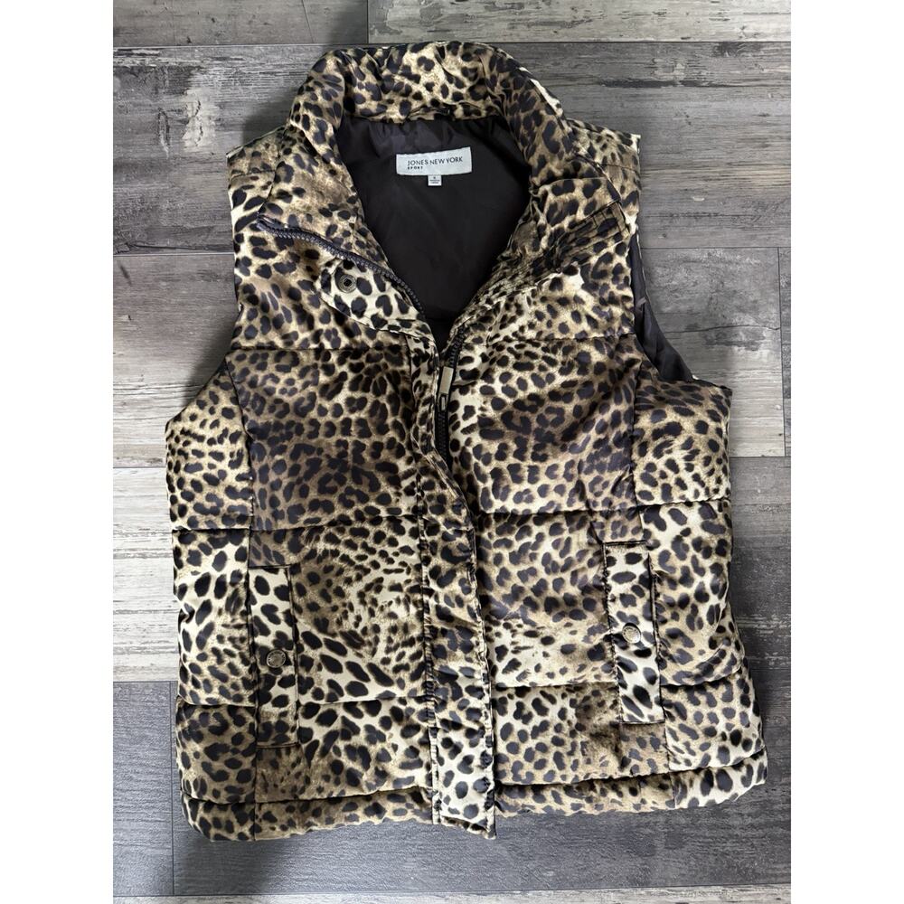 Jones New York Sport Womens Leopard Animal Vest Size Small S